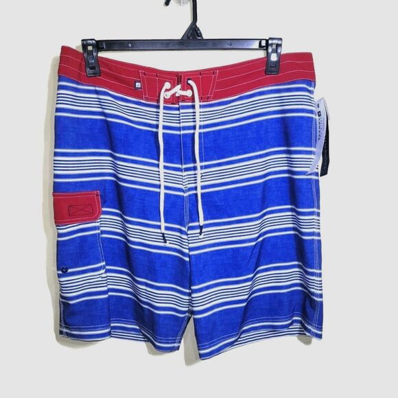 New Sperry Men's Striped Swim Trunks Board Shorts 36 - Picture 1 of 10